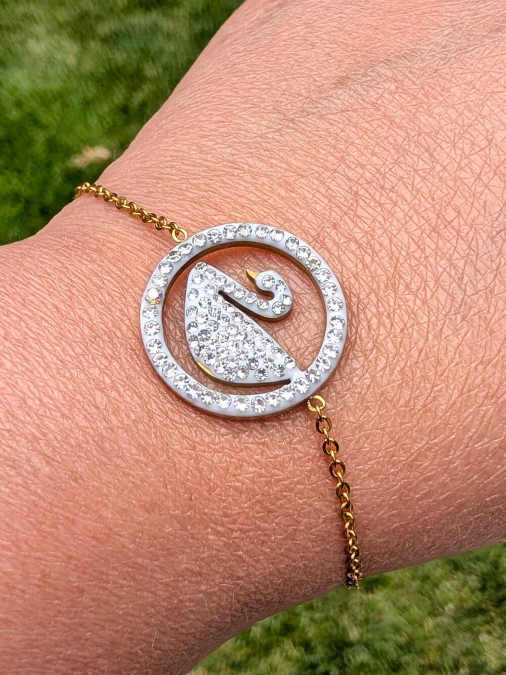 Swarovski Signum Swan Bracelet - Gold-Tone (Missing a Crystal/As-Is)